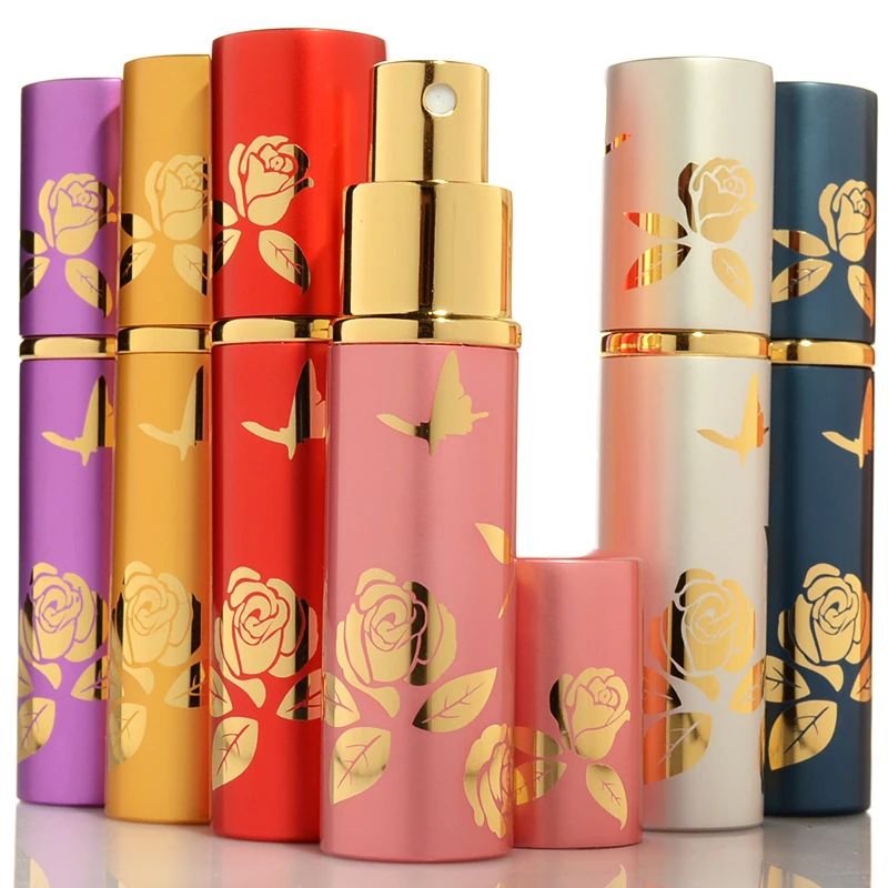 Luxury 10ml Glass Perfume Bottle Empty Aluminium Refillable Bottle Portable Metal Spray Atomizer 6Colors