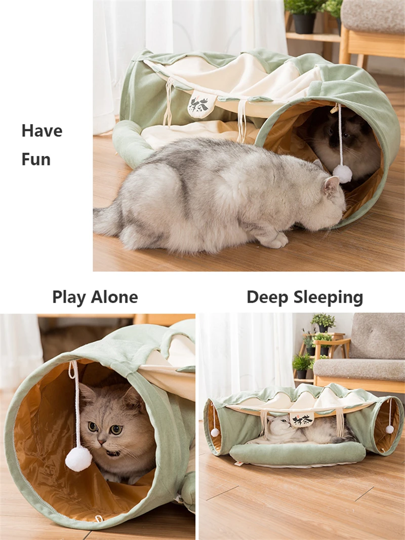 Funny Cat Tunnel Bed Collapsible Crinkle Pet Tent Kitten Puppy Ferrets Rabbit Interactive Toys 2 Holes Tunnel Pet Cat Nest