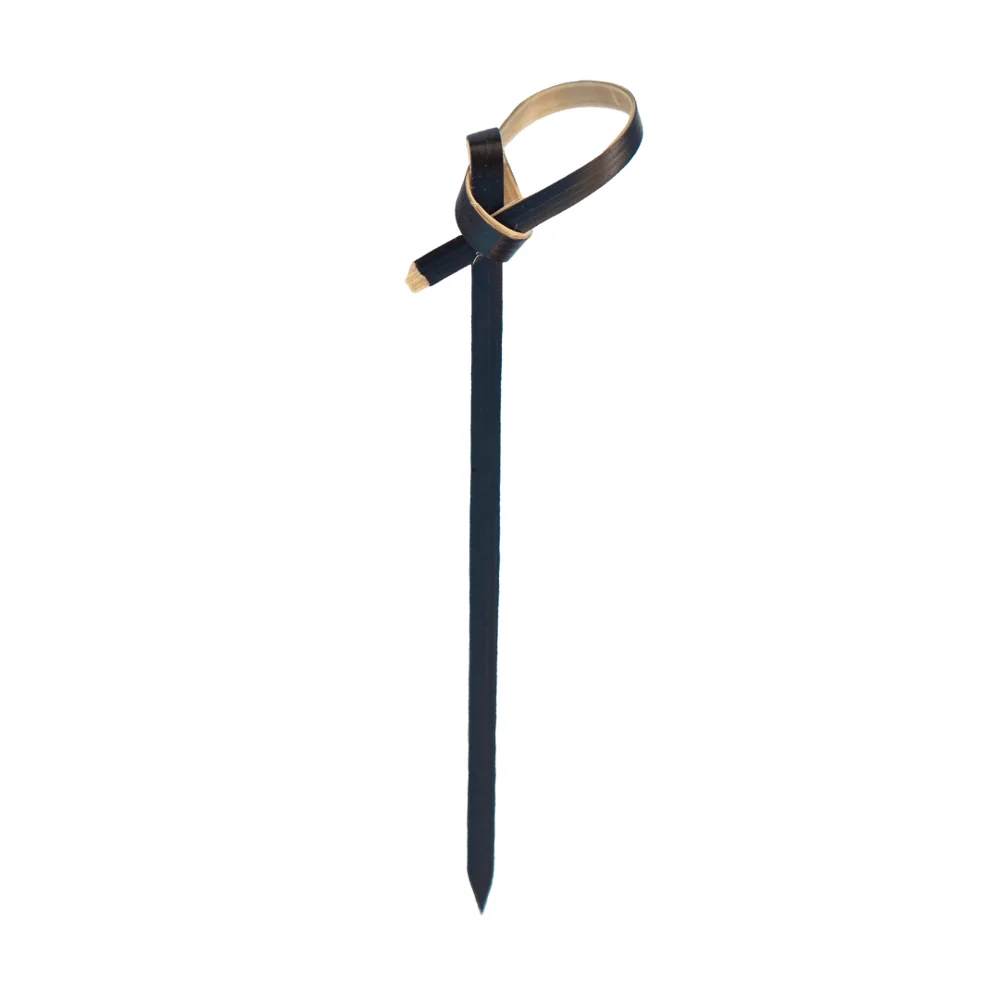 200 Pieces x Home Party Wedding Supplies Disposable 120mm Cocktail Black Knotted Bamboo Pick Fruit Skewers