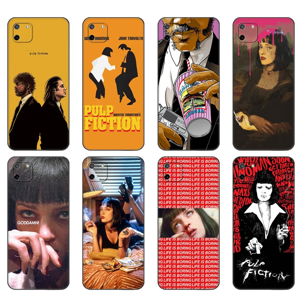 Black tpu Case For OPPO Realme C11 C20 C21 Case Back Cover BumperRMX2185 Case Cover Bumper Pulp Fiction