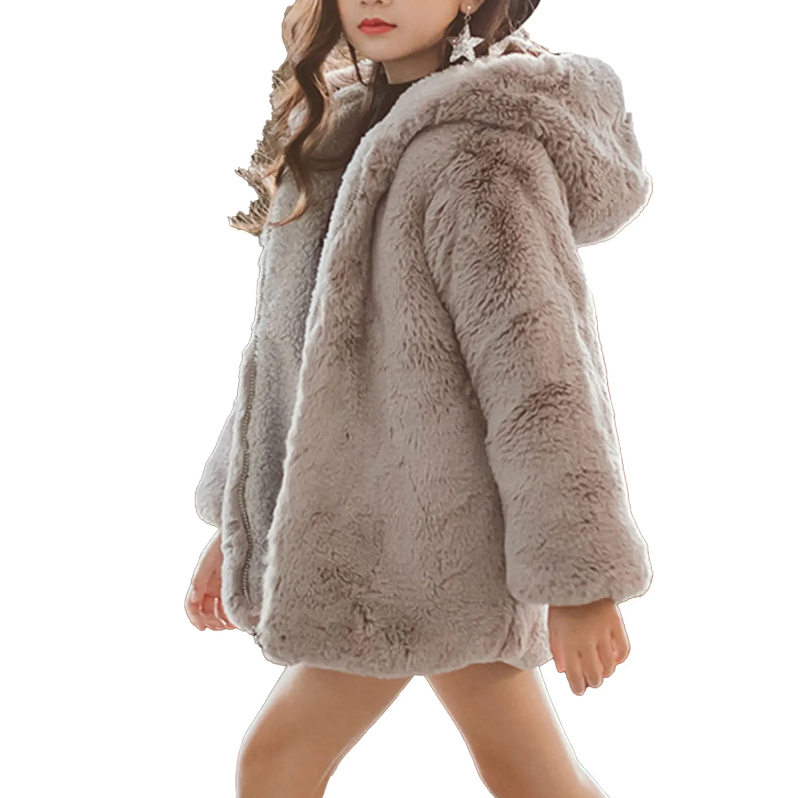 2020 New Girls Cartoon Owl Baby Coats for Girls Winter Warm Jackets For Winter Kids Clothes Hooded Faux Fur Thickening Outwear