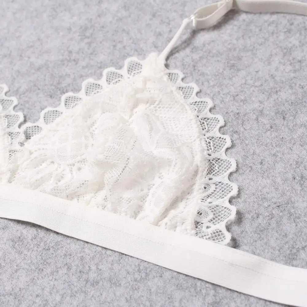 2pcs Sexy Woman Bra And Panty   Lace Bra Wire Free Bralette Lingerie Female Seamless Unpadded Transparent Brassiere bra set image 5