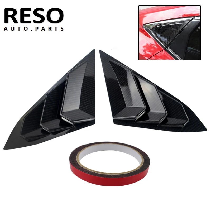 

RESO--Rear 1/4 Quarter Panel Rear Side Window Louvers For Honda Civic 2016--2020 Carbon fiber black