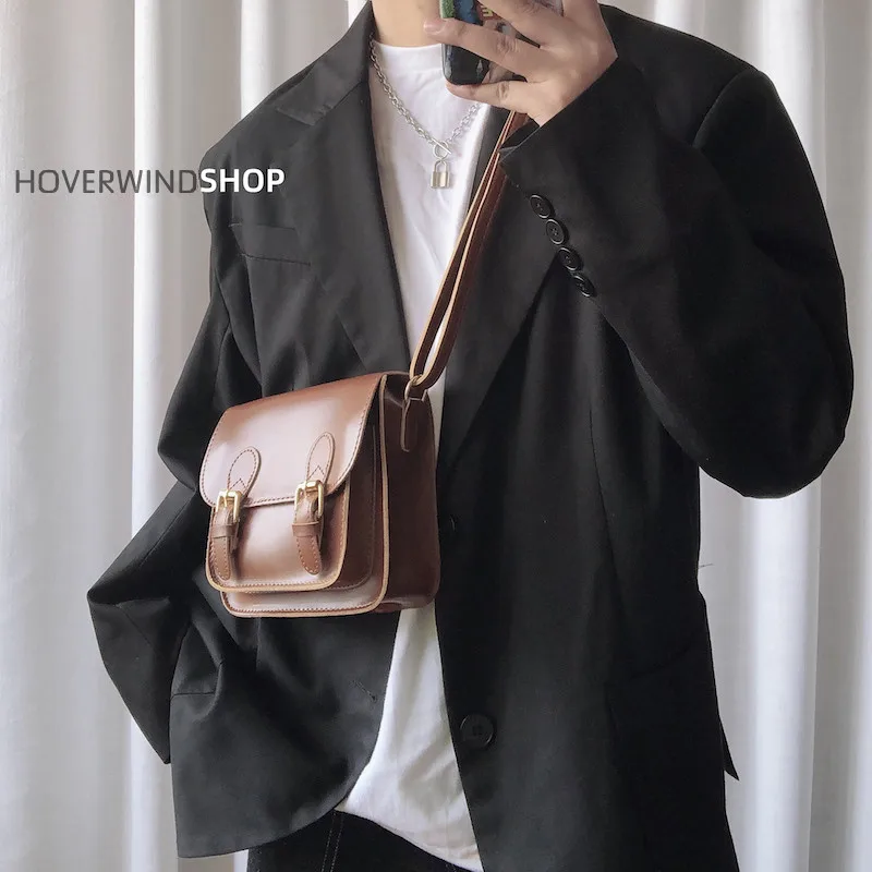 Unisex PU Leather Mini Crossbody Bags Vintage High Quality Small Square Shoulder Bag Female Flap Purse Mobile Phone Packet Bolsa