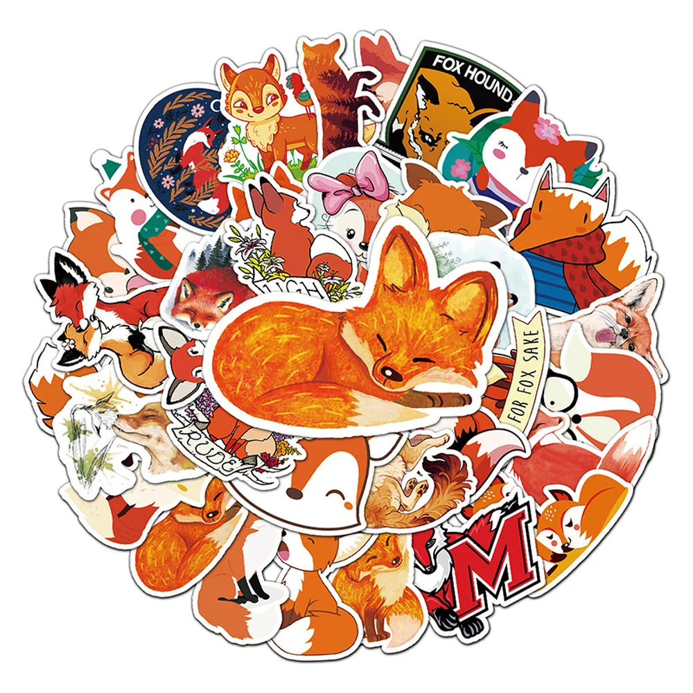 10/50PCS Cunning Fox Cute Cartoon Personality DIY Decorative Sticker Trunk Refrigerator Car Creative Sticker Wholesale