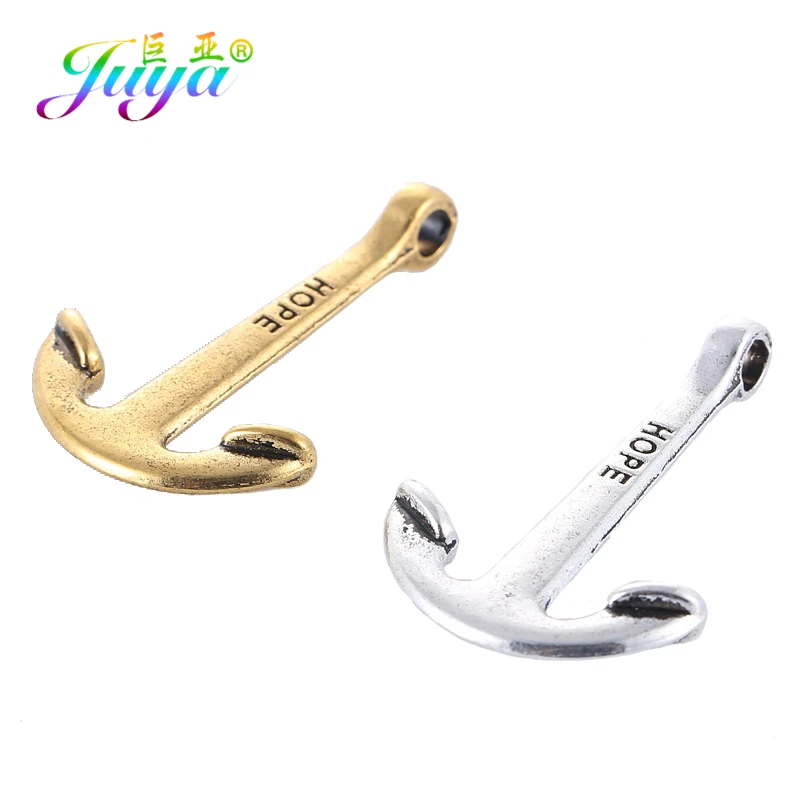 Wholesale 10pcs Men Paracord Bracelets Necklace DIY Making Findings Antique Silver Color Anchor Connector Pendant Accessories