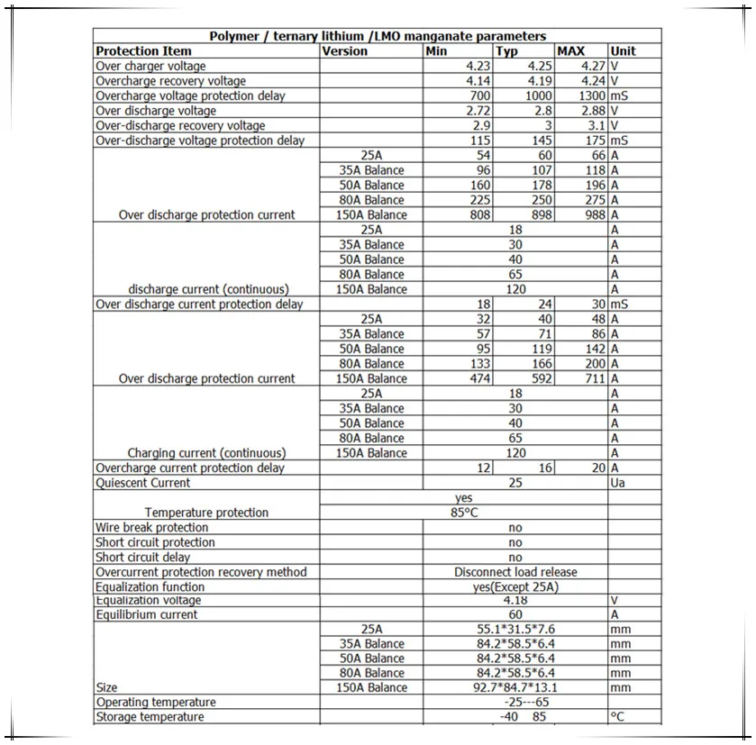 BMS 6S-13S 35A Balance Board 24V 36V 48V Ternary Lithium/LiFePo4  Battery Protection Board power tools 7s 8s 10S