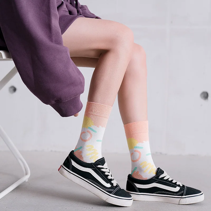 PEONFLY Creative Harajuku Funny Socks Women Novelty Diamond Paper Aircraft Printing Kawaii Socks Women Warm Meias Femme Sokken