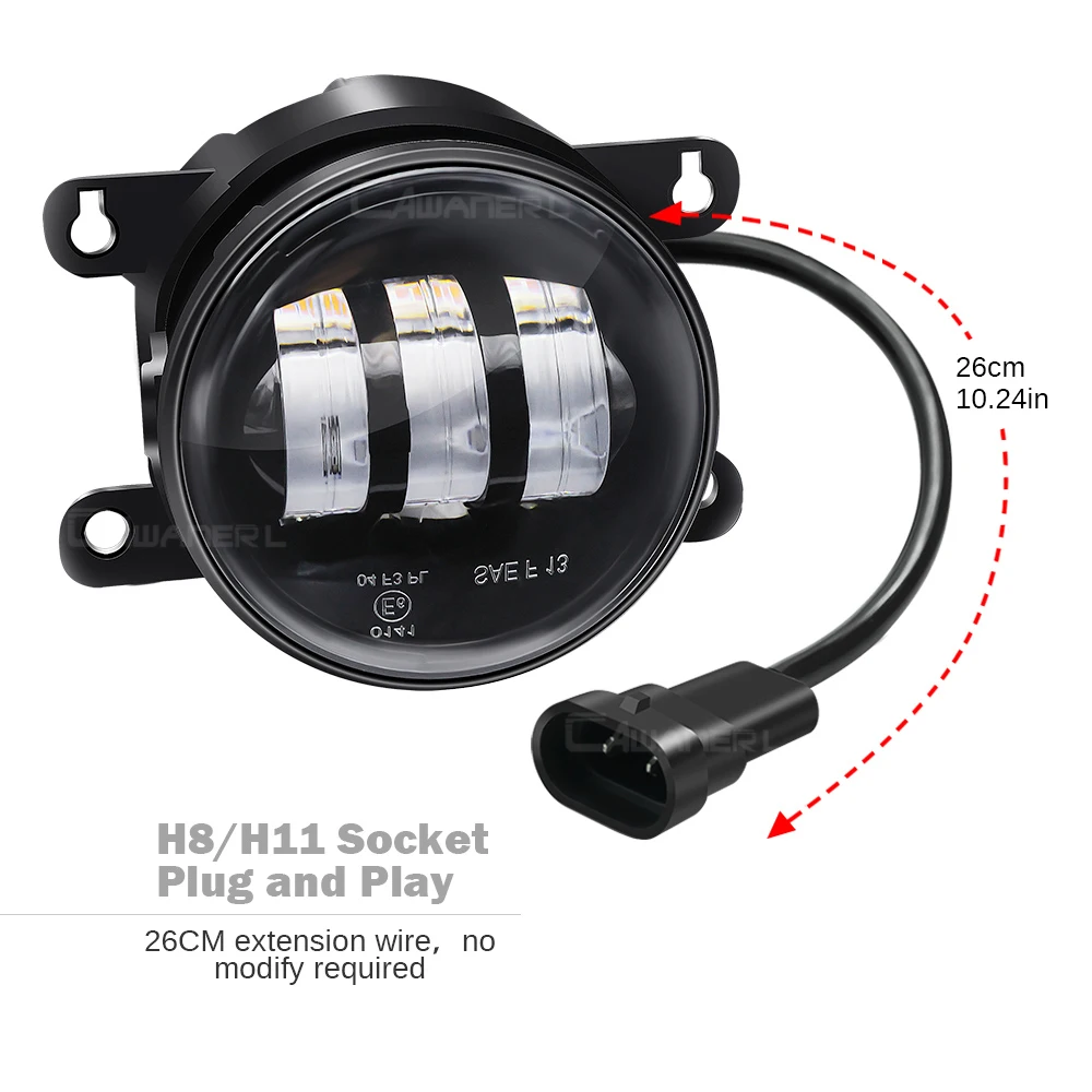 Luz LED antiniebla delantera para coche, lámpara DRL de 30W y 6000LM para Ford Focus, Fusion, Fiesta, Transit, Explorer, Edge, Ranger, Ka, EcoSport,