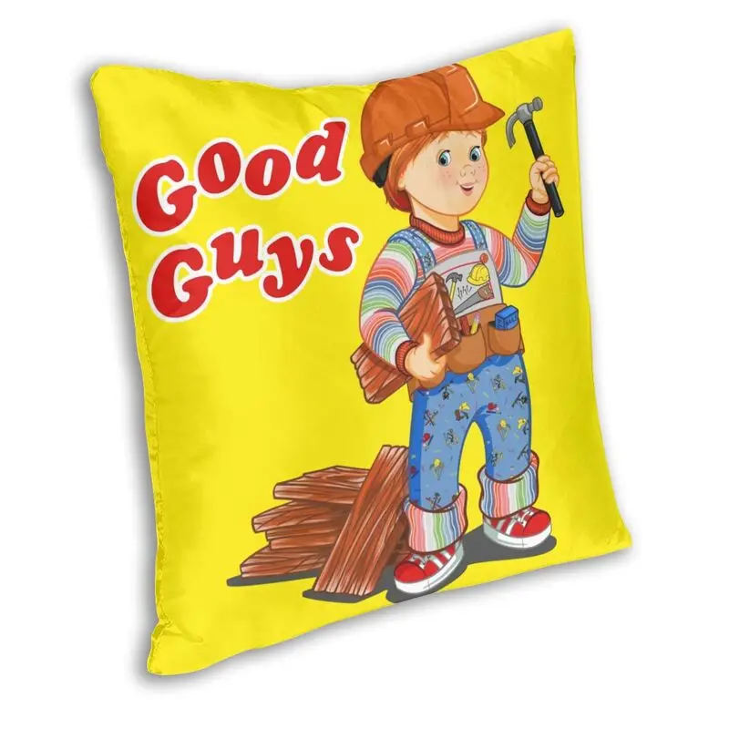 Good Guys Construction Worker Square Throw Pillow Case Home Decor Child's Play Chucky Cartoon Cushion Cover for Living Room