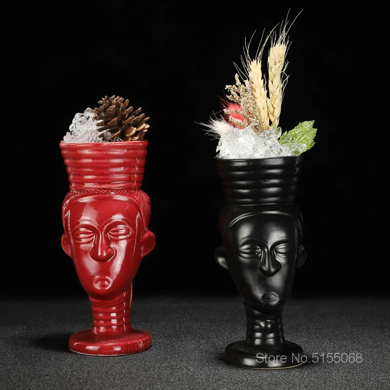 Maori Beautiful Woman Ceramics Tiki Cup Indian Beauty Girl Hawaiian Beach Bar Cocktail Glass TRADER Smoothies Mug Container Bowl