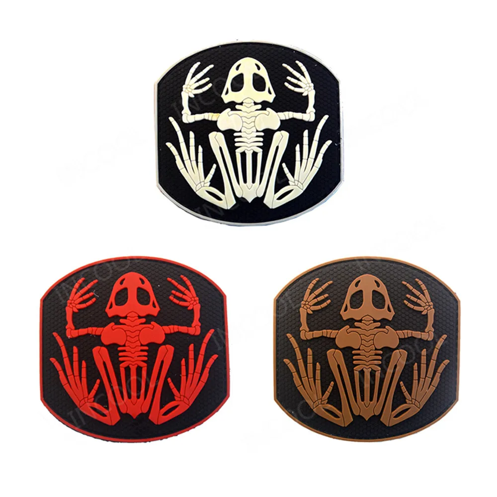 Skeleton Rubber Patches Skull Frog Animal PVC Embroidered Patch Appliqued For Clothing Backpack Bags Glow In Dark