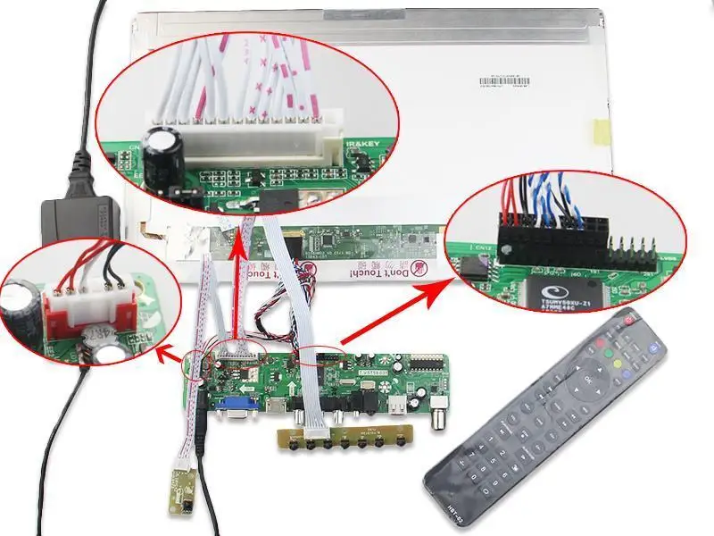 Imagem -06 - Kit de Placa Controladora Vga 1366x768 40 Pinos Usb Led tv av Tela de Áudio Controle Remoto Lvds Hdmi