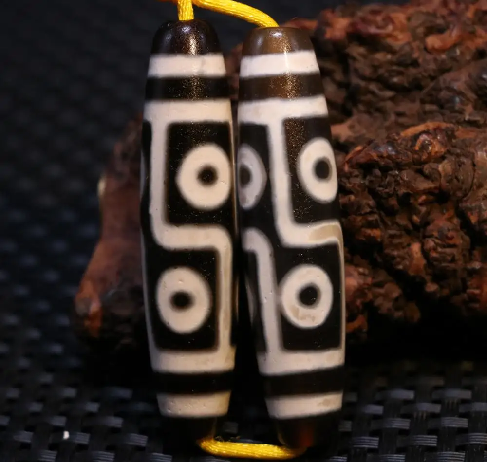 Treasure Talisman A Pair of Magic Power Tibetan Old Agate 6 Eye Clever dZi Bead Pendant Amulet LZK  timestown