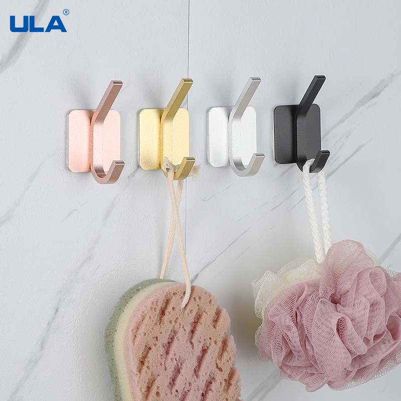 ULA Self Adhesive Wall Hooks Robe Hook Wall Hook Towel Hook for Bathroom Coat Hook Rustproof Hook Hanger for Kitchen Hardware