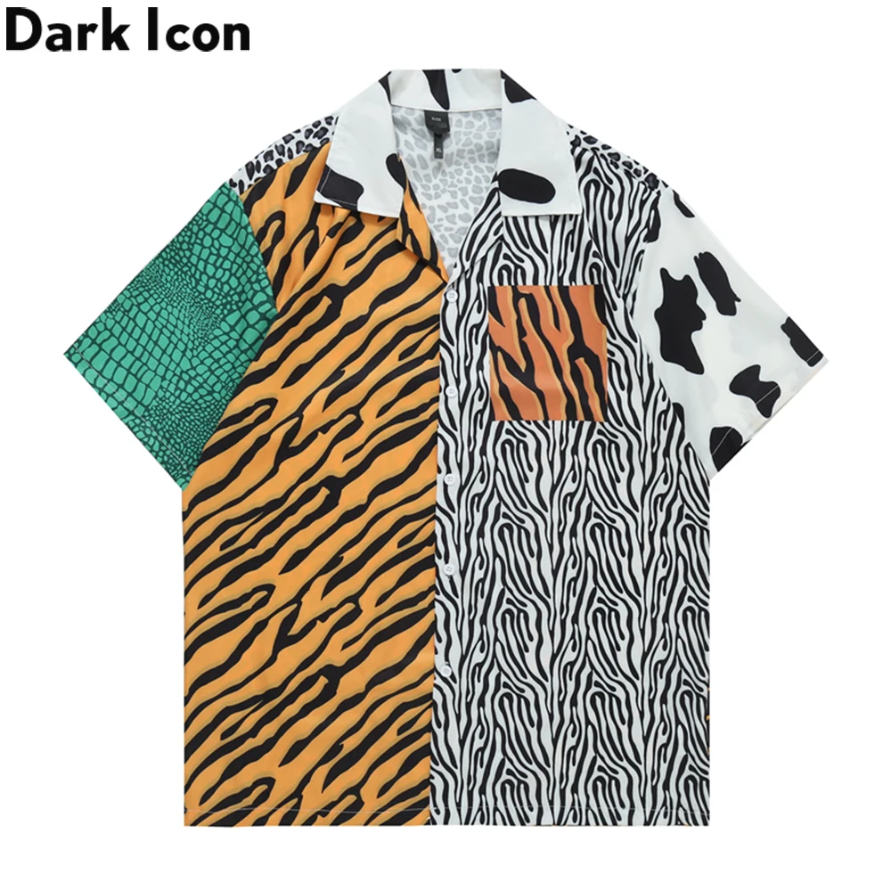 Dark Icon-Polo de retazos de cebra para hombre, camisas de playa para vacaciones de verano, ropa de calle