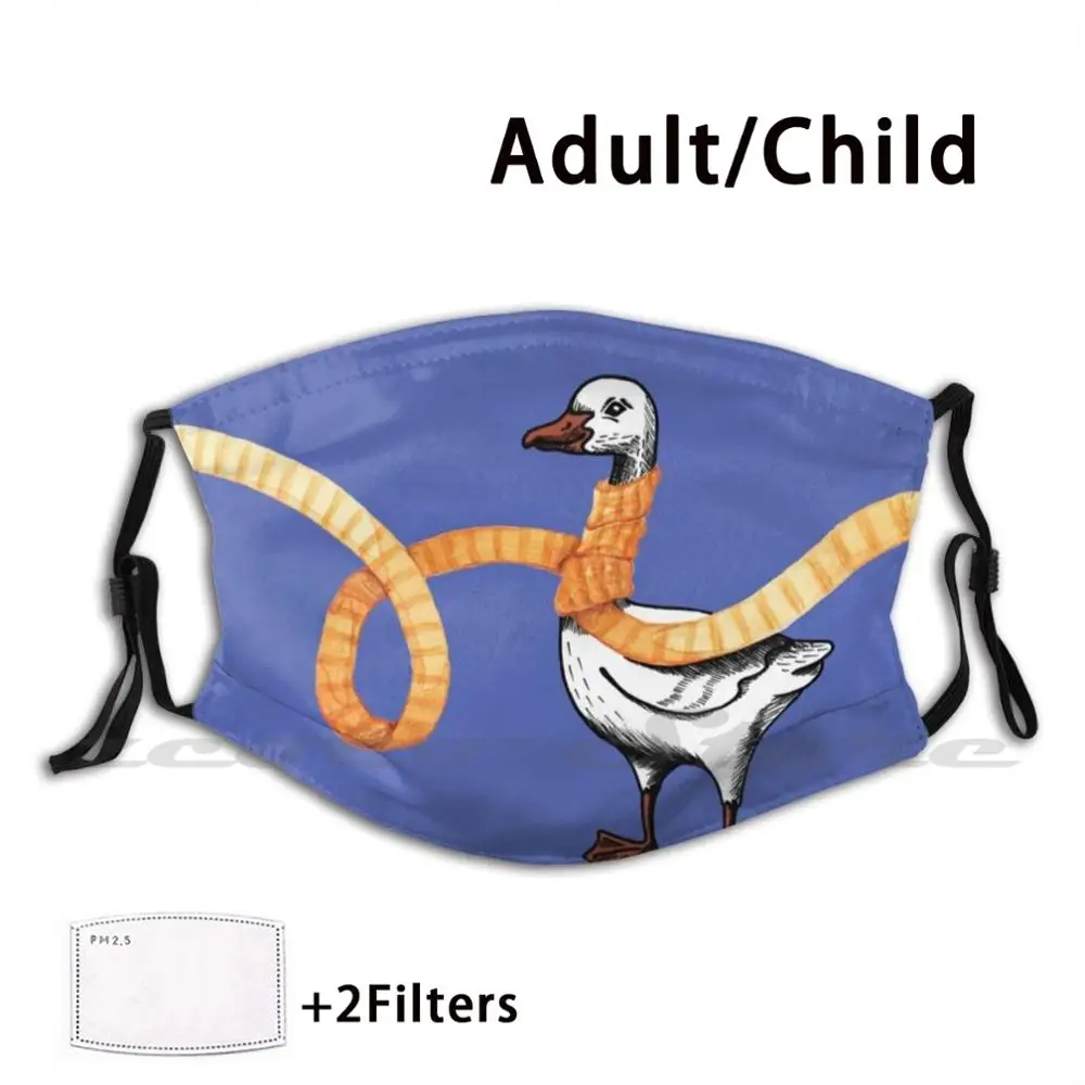 Goose With A Golden Scarf Mask Adult Child Washable Pm2.5 Filter Logo Creativity Goose Winter Christmas Xmas Festive Yuletide