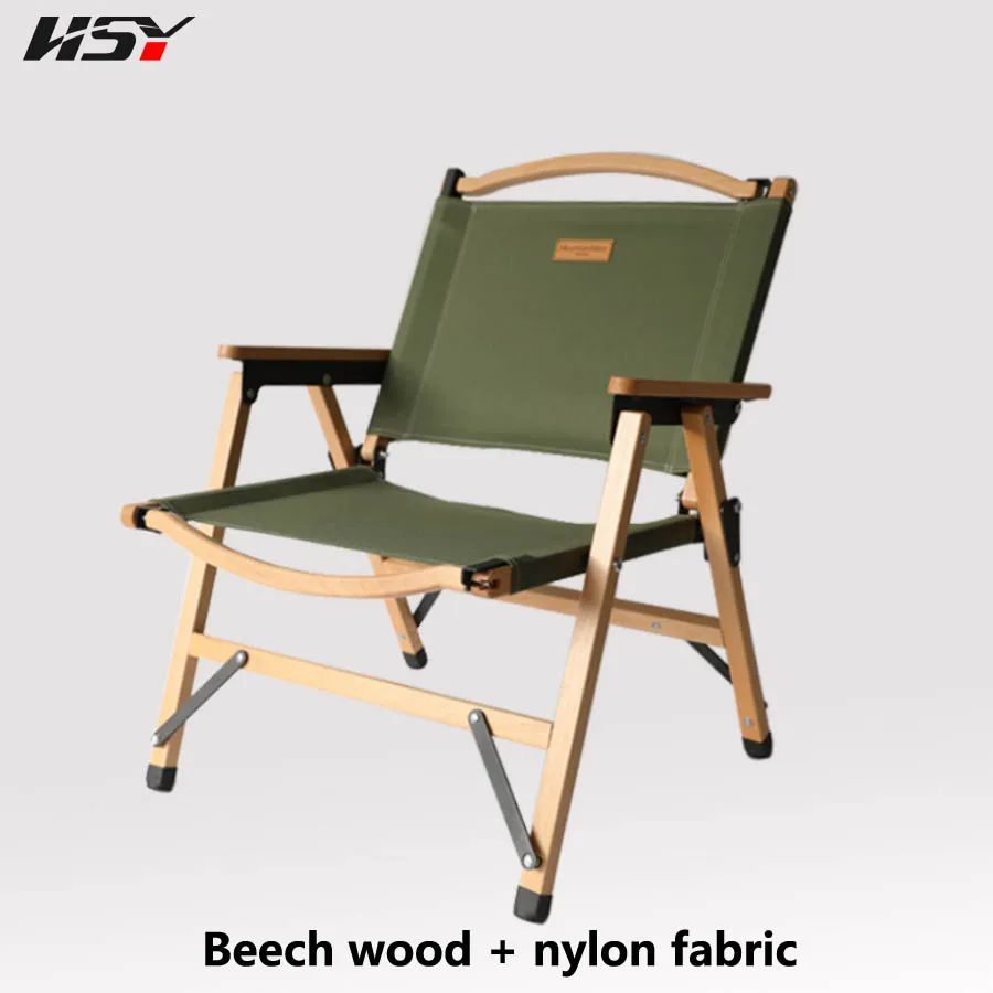 

Beech Wood Folding Picnic BBQ Reinforced Camping Chair Portable Outdoor Storage Chair Durable Fishing Backrest Furniture Chair