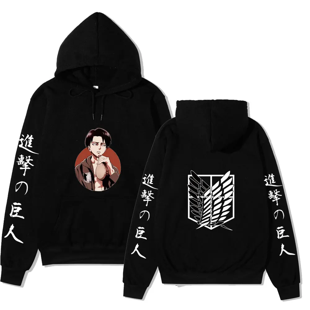 

90s japanese Anime Attack on Titan Shingeki No Kyojin Graphic Hoodies Men Unisex Oversized Funny Cartoon Sweatshirt Hoody Male