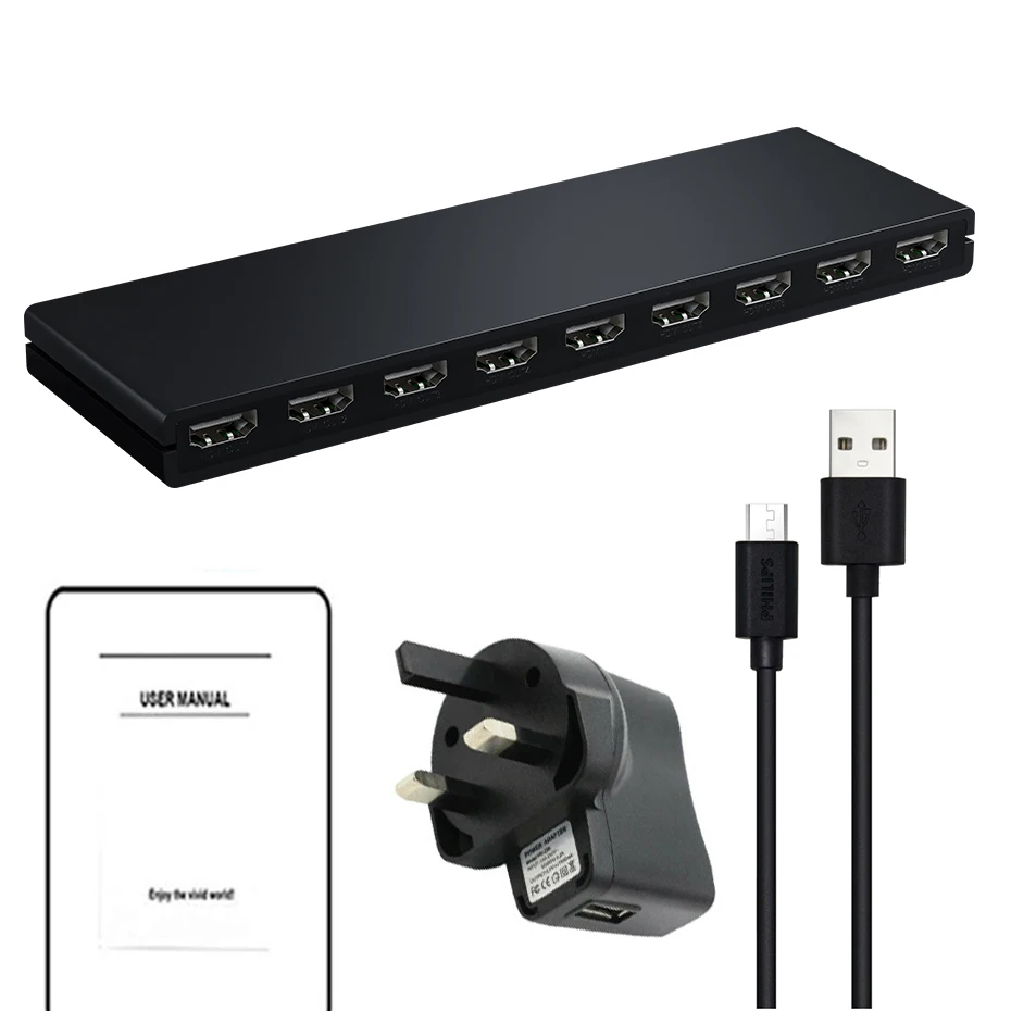 Hdmi Splitter 1X8 4K 30Hz 8-Poort Hdmi Splitter Distributeur 1 In 8 Uit Splitter Hdmi Voor Ps5 Ps4 Xbox Apple Tv Hdtv Monitor Hdmi