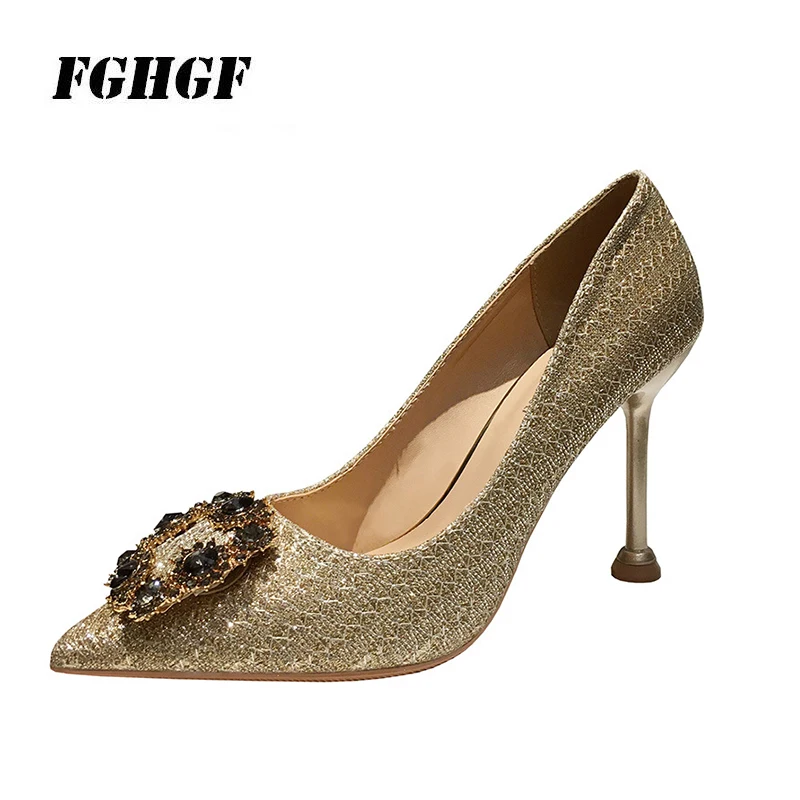 

Sexy pointed stiletto high heels, rhinestones, thin heels and slimming women's singles web celebrity party women's shoes