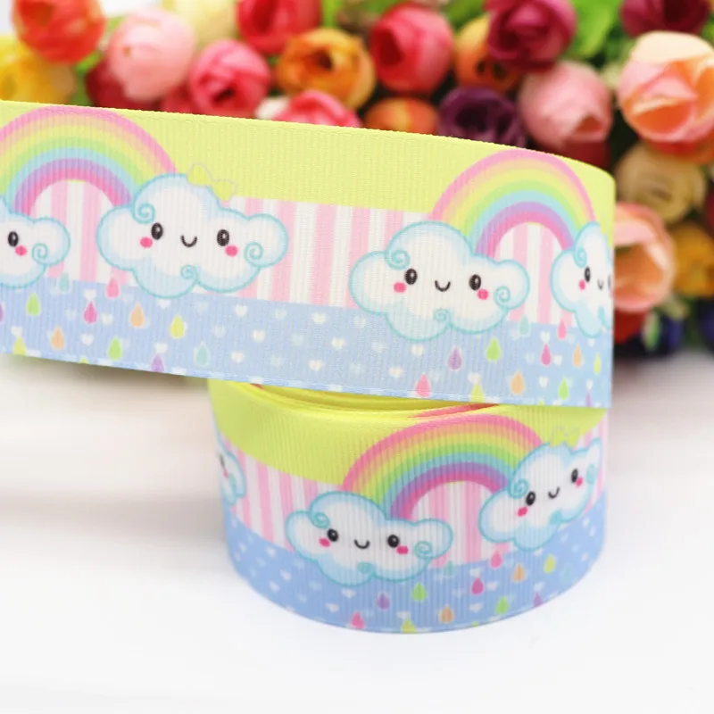 10 Yards 1,5'' (38MM) Regenbogen-, Wolken-Bedruckte Grosgrain-Bänder für Haarschleifen DIY Handarbeitsmaterialien Y19082301 – Detail 10