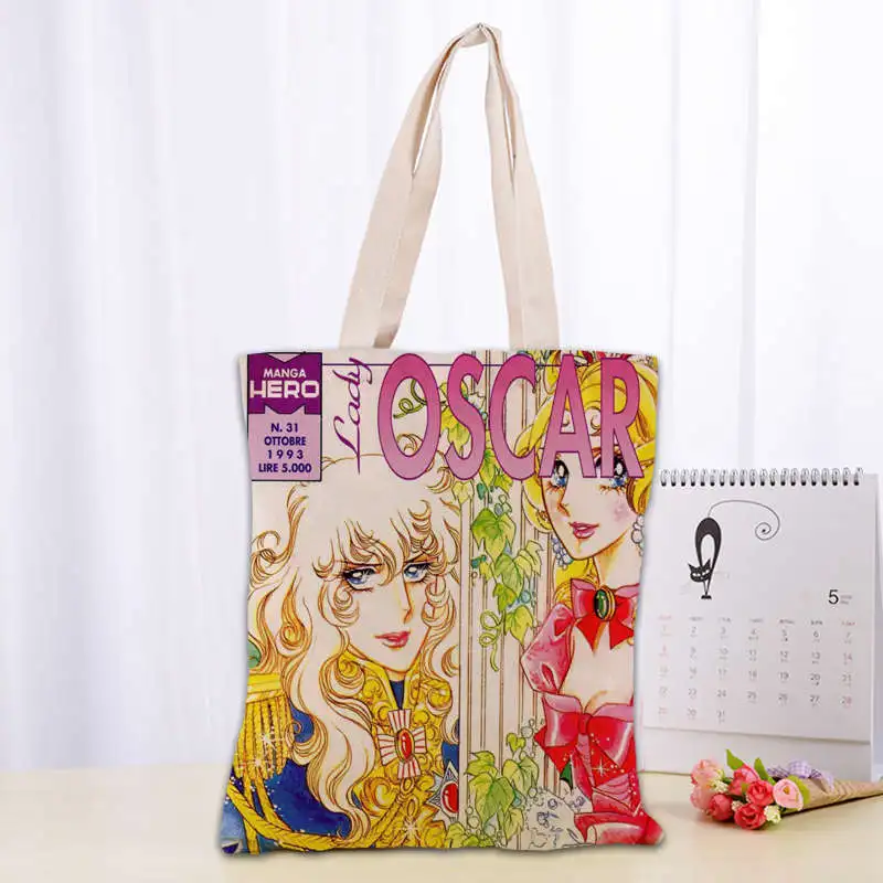 Borsa tote The Rose of Versailles Borsa shopping pieghevole popolare Borsa a tracolla riutilizzabile ecologica grande in tessuto di tela unisex Tote