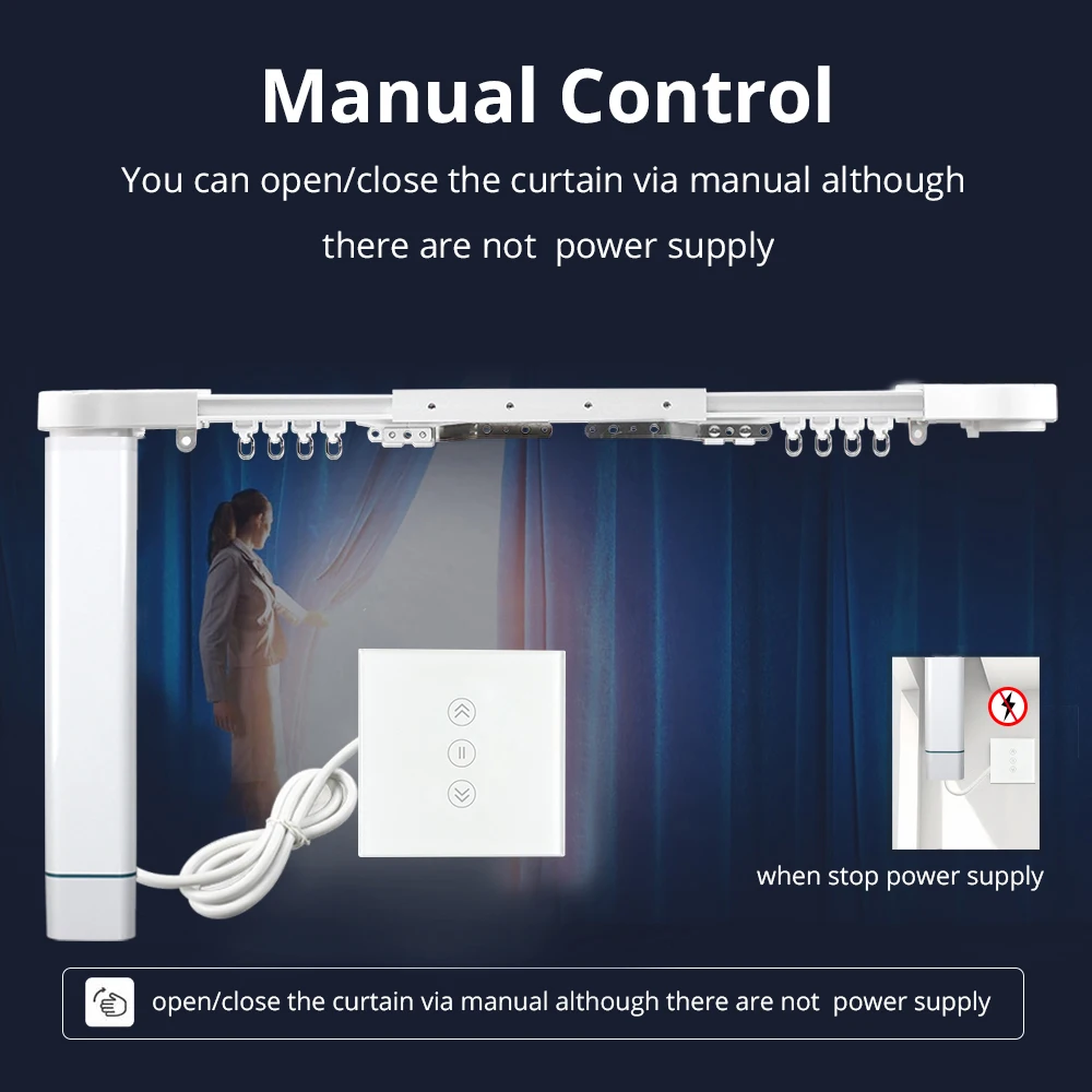 Zigbee Smart Curtains With Curtain Track Wall Switch Motorized Curtains Rod SmarThings Control Smart House