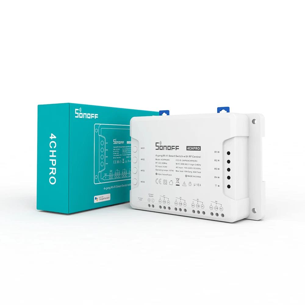 Sonoff 4CH Pro R3 10A / Gang 4 Channel Wifi Smart Switch 433 MHZ RF Remote Wifi Lights Switch يدعم 4 أجهزة تعمل مع Alexa