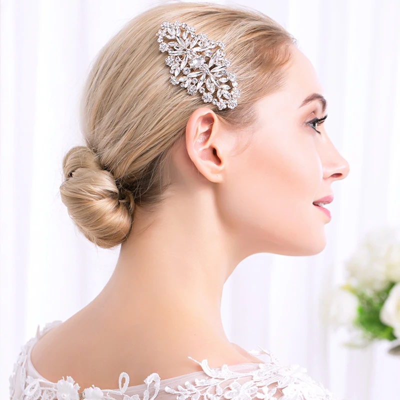 Efily Bridal Bruiloft Haaraccessoires Crystal Zilver Kleur Haar Kammen Voor Vrouwen Bruid Hoofddeksel Party Sieraden Bruidsmeisje Gift