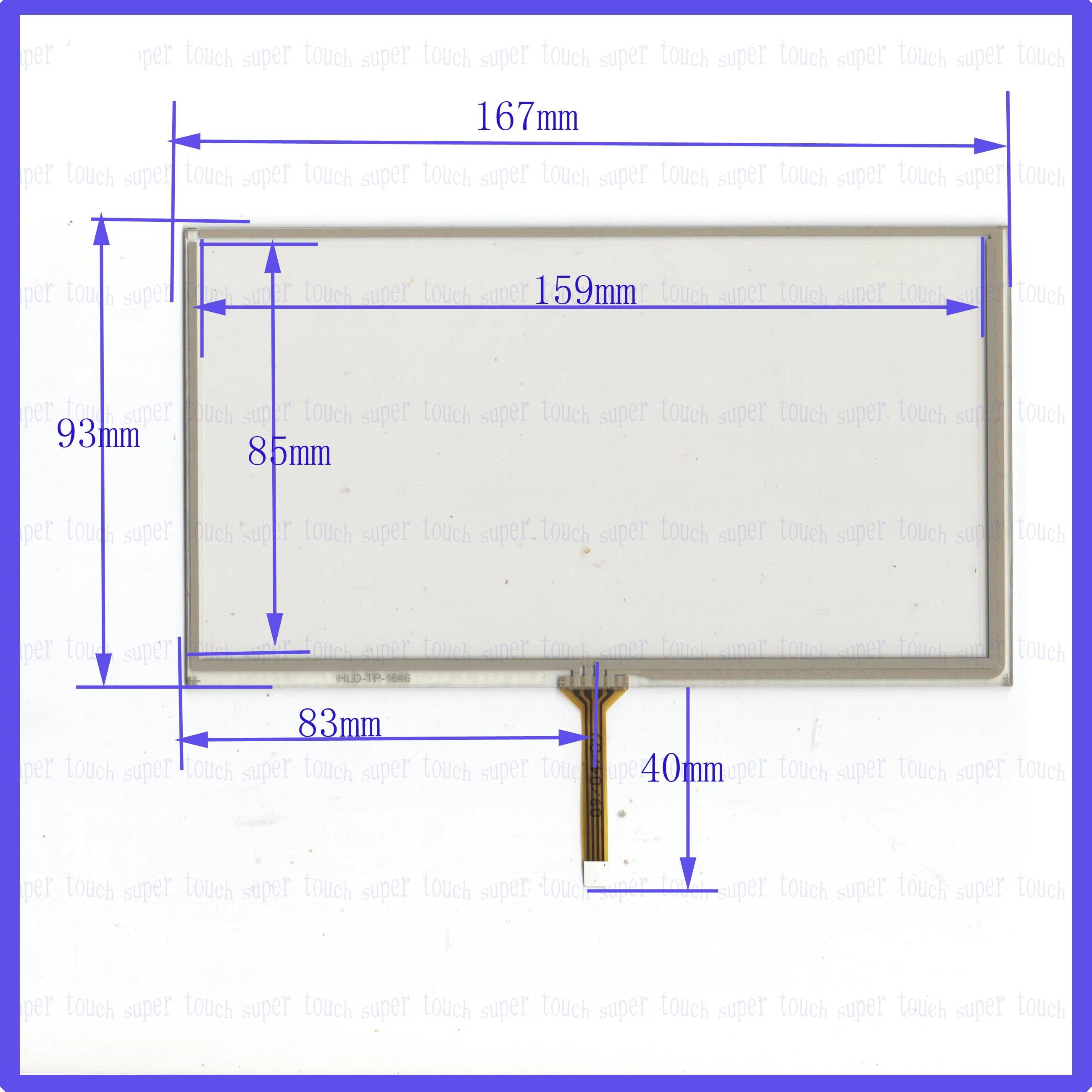 

ZhiYuSun HLDTP1646 4Wire Resistive 167*92mm TouchScreen Panel Digitizer TOUCHSENSOR for GPS CAR 167*92 HLD-TP-1646