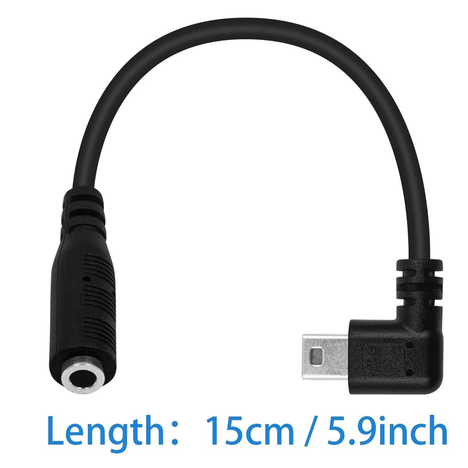 1pc Right Angled Mini USB Male to 4 Pole 3.5mm Female Adapter Cable Cord for Active Clip Mic Microphone 15cm/5.9 in