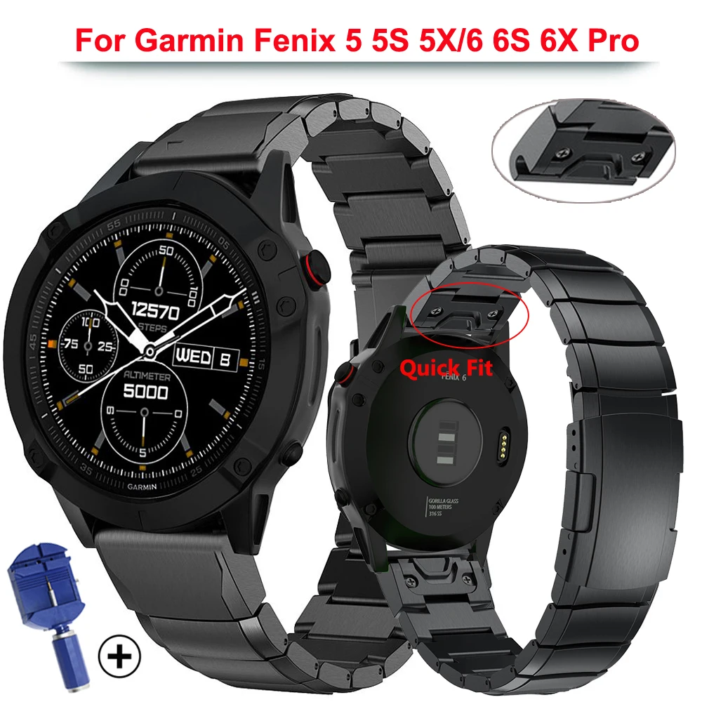20 22 26MM Dây Dây Dành Cho Garmin Fenix 6X 6S 6 5X 5 5s Plus 3HR Kim Loại phát Hành Nhanh Thép Không Gỉ Replcement Cổ Tay