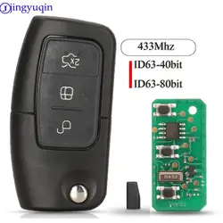 Jingyuqin Chiave A Distanza Per Auto Fob ASK 433 Mhz Per Ford Fiesta Focus 2 Ecosport Kuga Escape C Max Ka Fob HU101/FO21 3 Bottoni