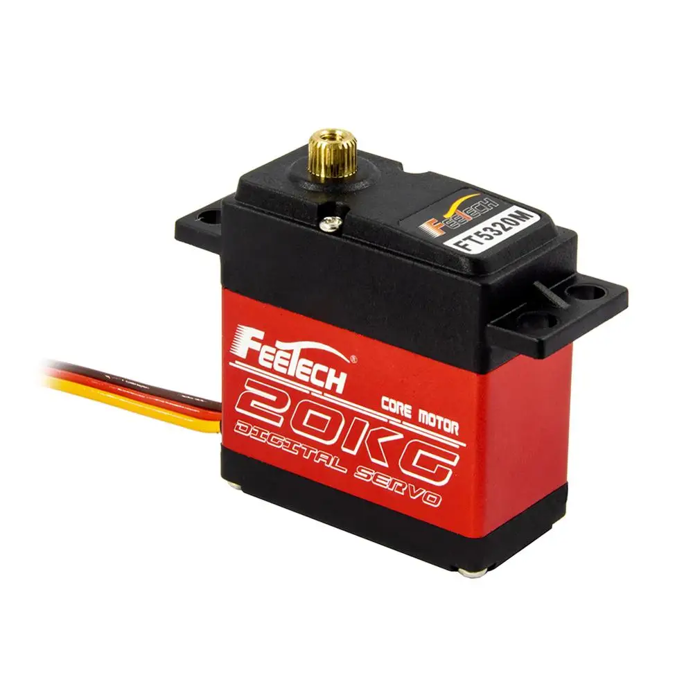 Imagem -04 - Servo Vermelho da Engrenagem da Liga de Alumínio do Servo Motor 20kg 180 v de Digitas do Grau de Peças Feetech Ft5320m 7.4v com Braço Azul do Metal