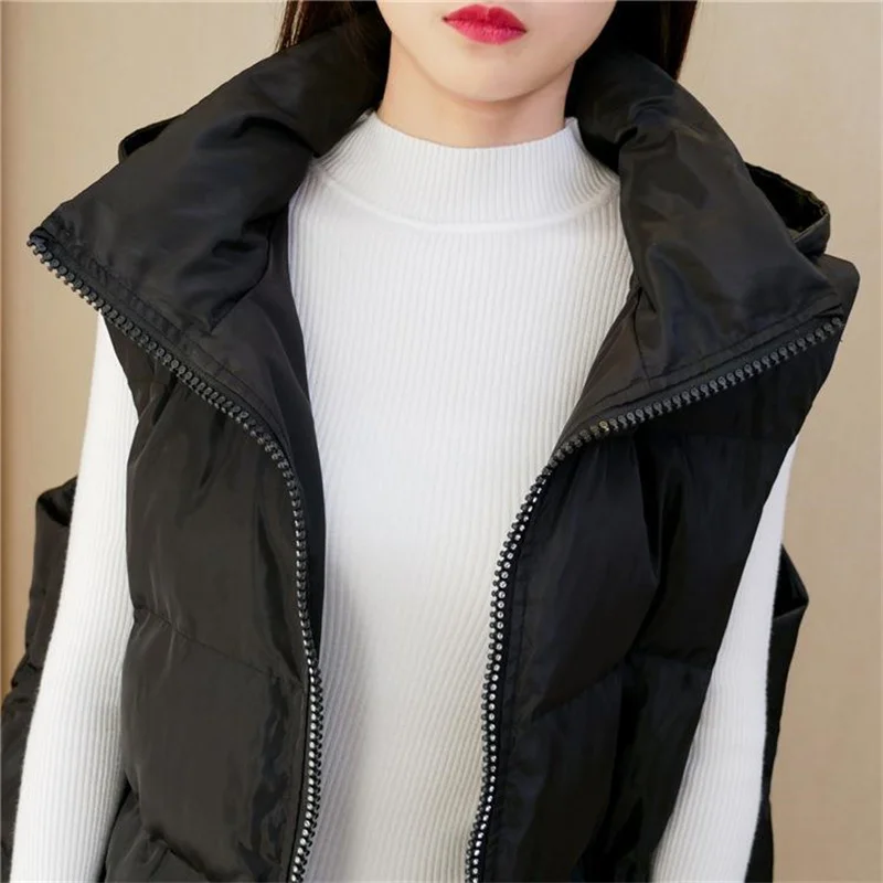 2023 New Winter Large Size Long Parkas Vest Women\'s Clothing Cotton Padded Jackets Oversized Autumn Winter Coats Wasitcoats D761