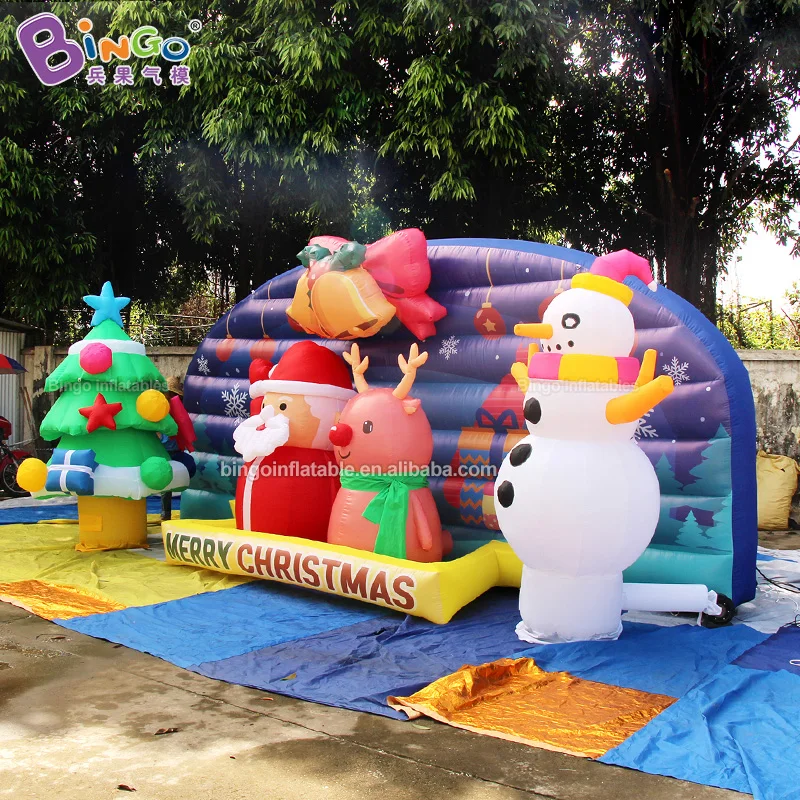 EXQUISITE Inflatable Christmas Backgroud Wall With Snowman & Xmas Tree For Christmas Holiday Theme Decoration Toy