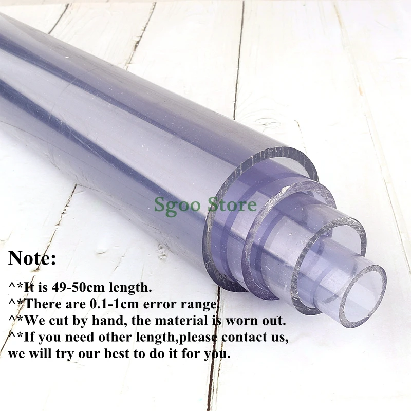 OD 63~110~280mm Transparent UPVC Pipe Aquarium Fish Tank Adapter Garden Irrigation System PVC Tube Watering Fittings 50cm Long