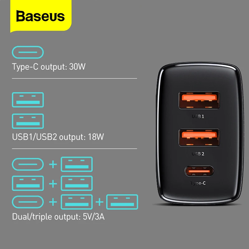 Baseus-PD 20W USB c형 고속 충전기, 아이폰 14 13 프로 맥스 플러스 샤오미 30W 빠른 충전 QC3.0 c형 충전기 전화 충전 어댑터