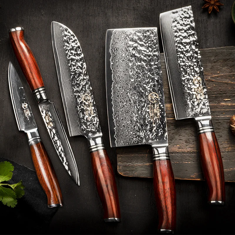 

YARENH Kitchen Knife Set 73 Layers Damascus High Carbon Steel Santoku Utility Nakiri Chinese-Style Cleaver Paring Knives Sets