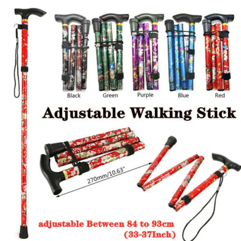 

Adjustable Elderly Care Gift for Adults Elder Non-slip Crutches Folding Trekking Stick Hiking Poles Telescopic Walking Cane