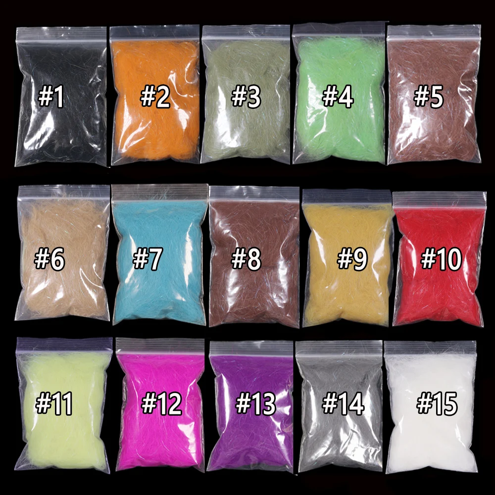 Bimoo 2 bags Fly Tying Hare\'s Ice Dub Rabbit Hair Fiber Nymph Scuds Ice Wing Fiber Thorax Dubbing Material Flash Sparkle Addding