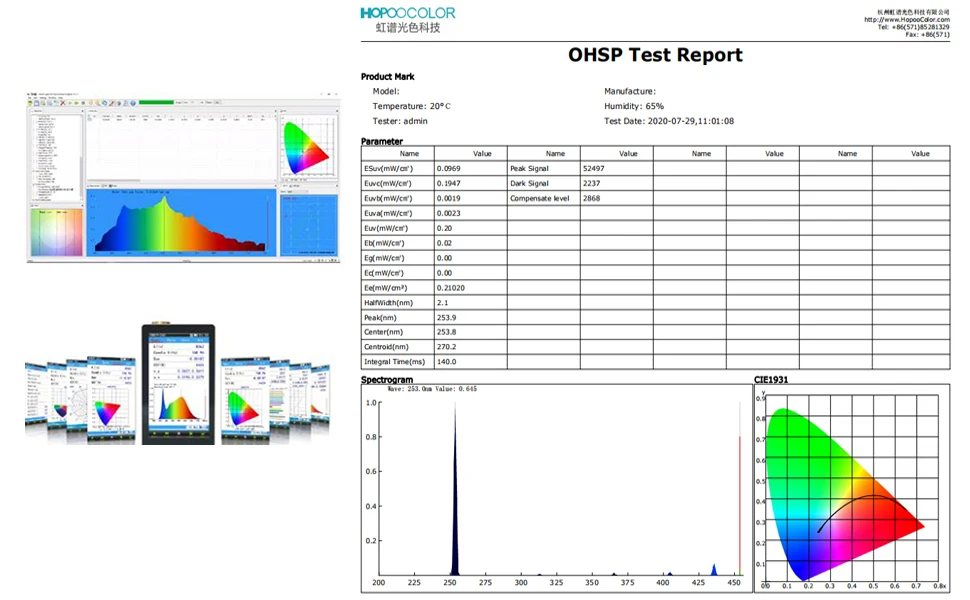 OHSP350UVS spektrometr UV 200-450nm Tester UV dalekiego uvc 222nm