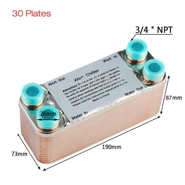 20/30/40 Plates Heat Exchanger Wort Chiller, Stainless Steel Counterflow Chiller Homebrew Beer Cooler Garden Hose Rapid Cooling