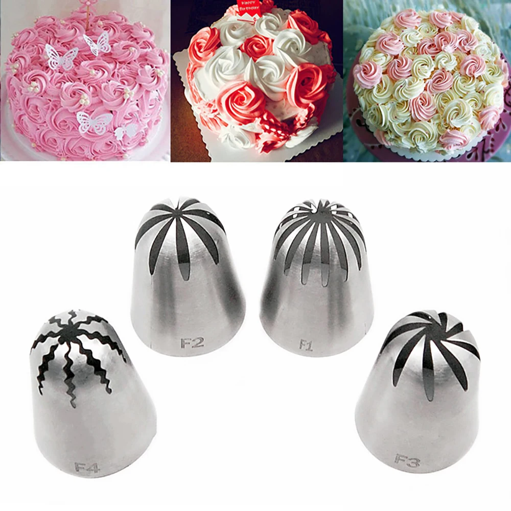 Cream Cake Icing Piping Tips Russian Nozzles Rose Pastry Tips Stainless Steel Fondant Cake Decorating Tools