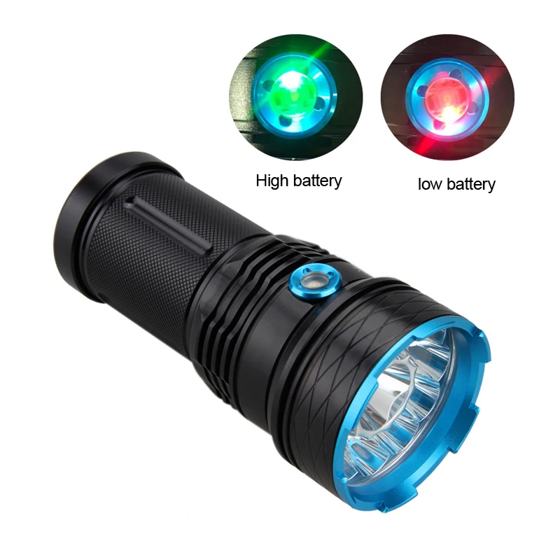 30000 lumens 500-800M Range Tactical Flashlight 12*LED Waterproof Super Powerful Torch+4*18650 Battery+Battery Charger