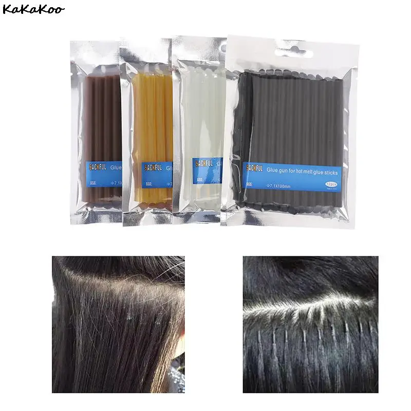 12pcs/lot  0.7*10cm Keratin Glue Sticks, Fusion Glue, Brown, Blonde, Black And Transparent Blonde, 3 Colors In Stock Optional