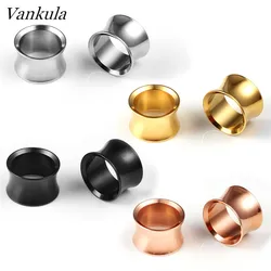 Vankula 2PCS 316L Stainless Steel Ear Plugs tunnels Gauges Plug Ear Expander Fashion Flesh Piercing Body Jewelry For Man Woman