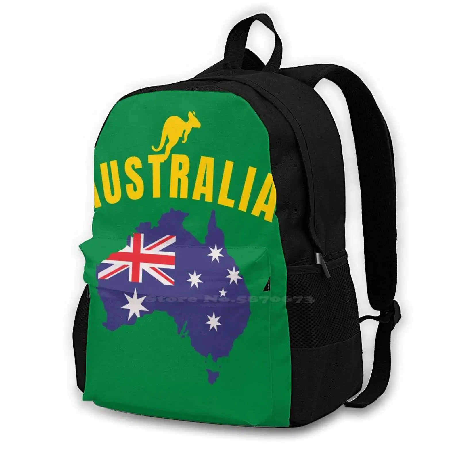 Australia National Team Soccer Football Style Map Bag Backpack For Men Women Girls Teenage Black Australia Australian Aussie