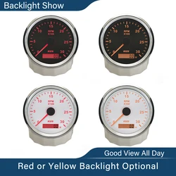 KUS 85mm Auto Marine Tachometer Gauge with LCD Hour Meter 3000 RPM 4000 RPM 6000 RPM 8000 RPM 12V/24V with Red Yellow Backlight